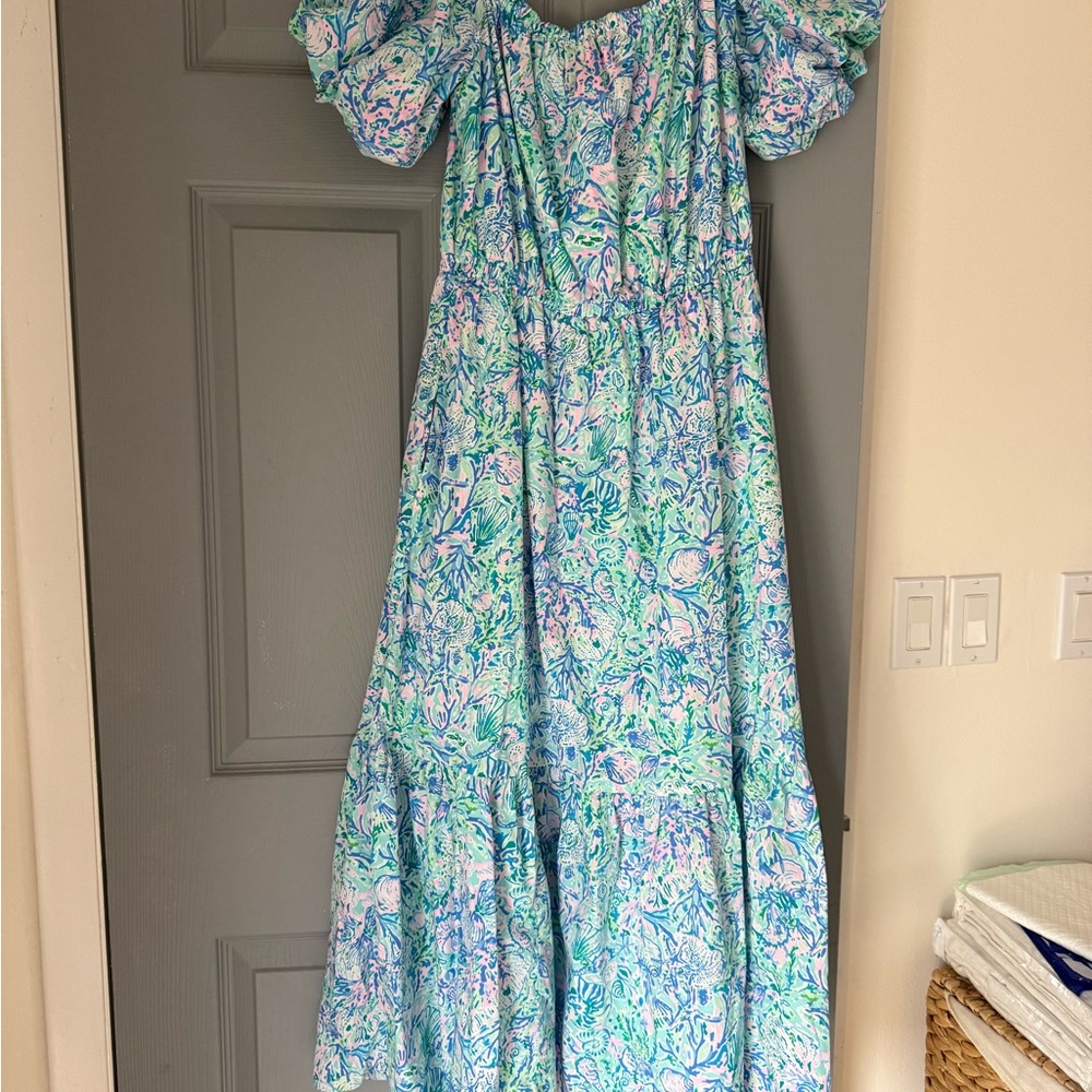 Lilly Pulitzer Blue and Green Maxi Dress